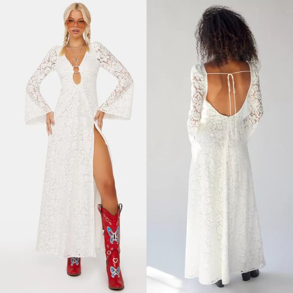 For Love & Lemons | Lace Frances Maxi Dress in White Size Large $395 - Picture 5 of 13